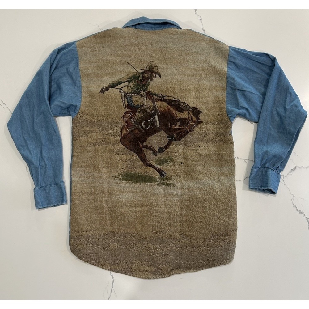 Panhandle Slim Denim & Embroidered Cowboy Western Shirt